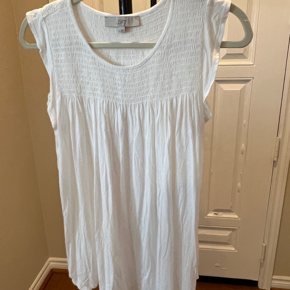 LOFT Womens' Cap-Sleeve White Top, Size Medium
